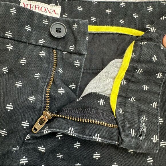 Merona Printed Chino Shorts Black White Geometric Mid Rise Size 2 Cotton - Picture 4 of 9